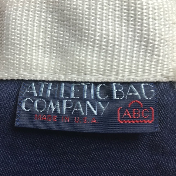 VINTAGE Athletic Bag Company “BRENTWOOD FOOTBALL” Canvas Duffel Bag Navy & White - Picture 5 of 16